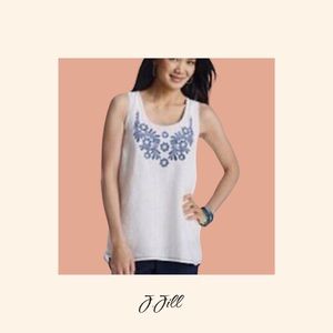 J.Jill Linen Floral Embroidered Sleeveless Top